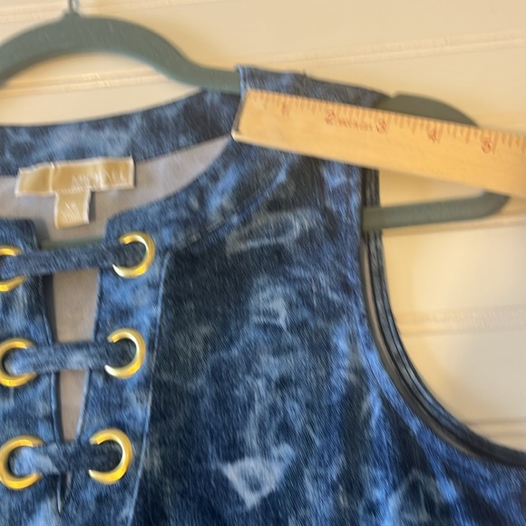 Michael Kors Sleeveless Tie Dyed Denim Blue Lace Up Tank Mini Dress XSmall - Picture 8 of 13